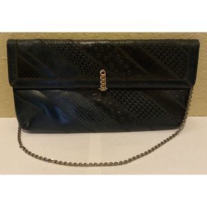 Vintage Caprice Original Blue Leather Handbag Purse Shoulder Bag Made In USA